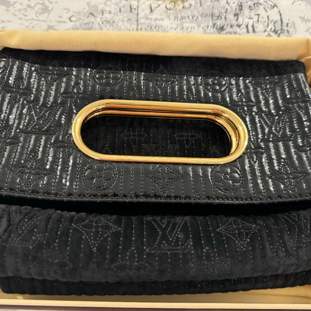 Louis Vuitton Clutch Bag, Black Suede Motard